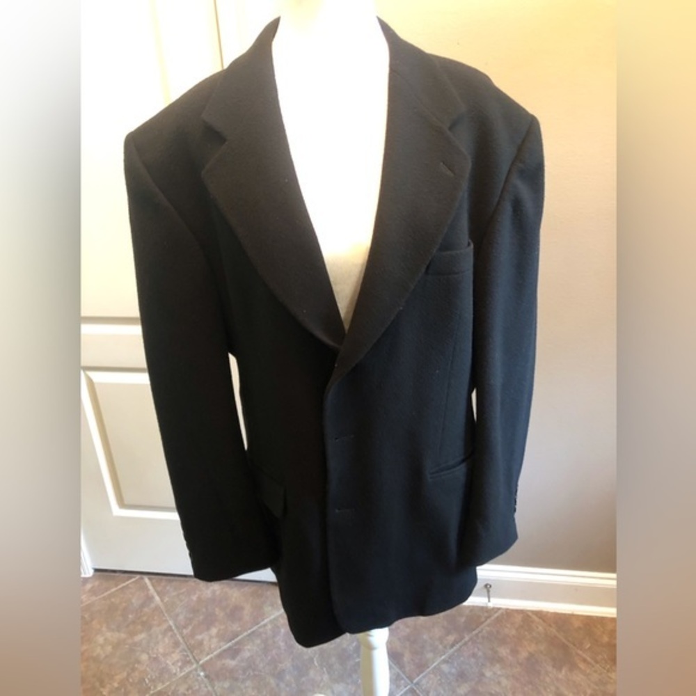 Cashmere Wool Blend Men’s Black Sports Jacket Coat